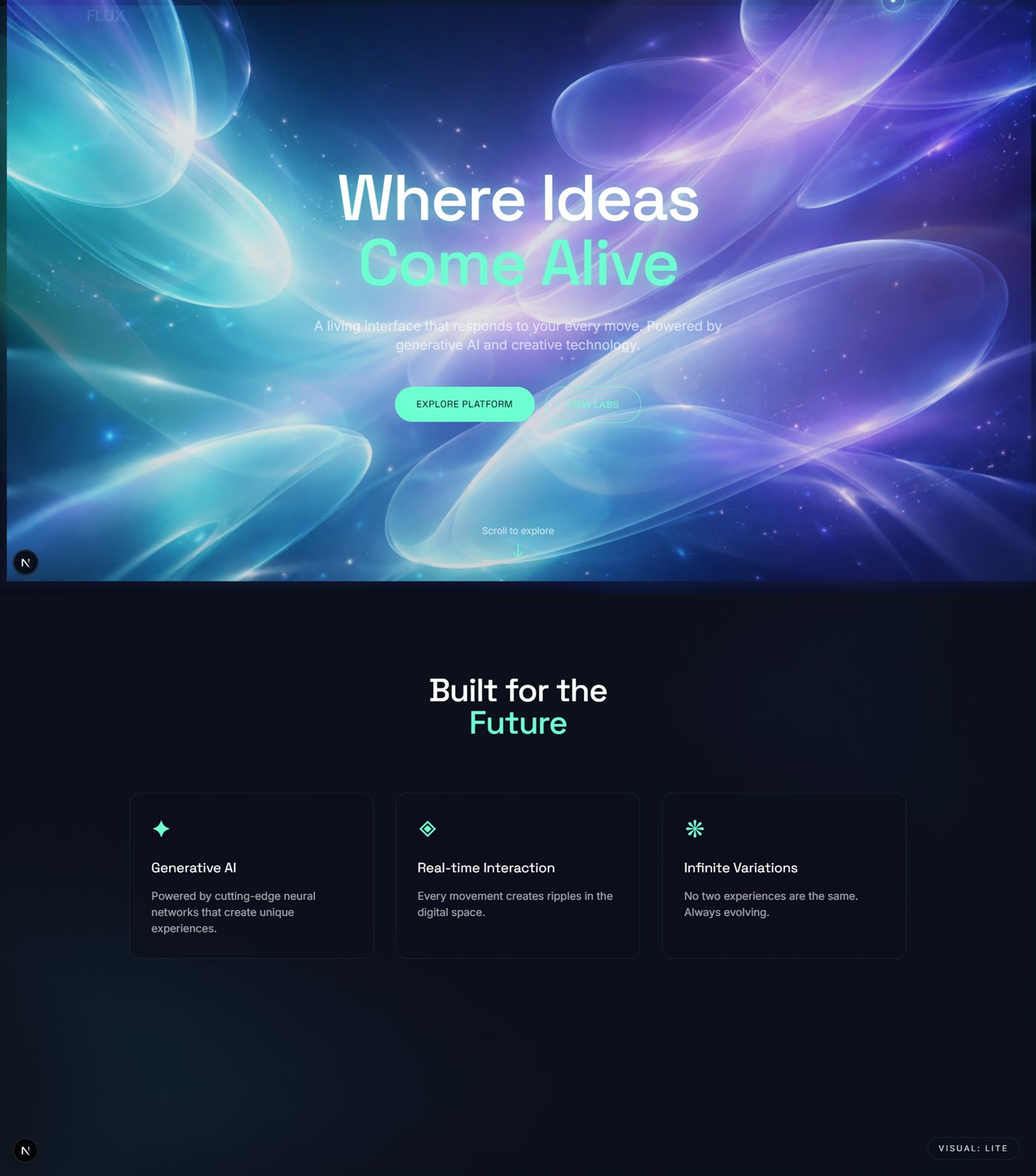Screenshot der Website Flux