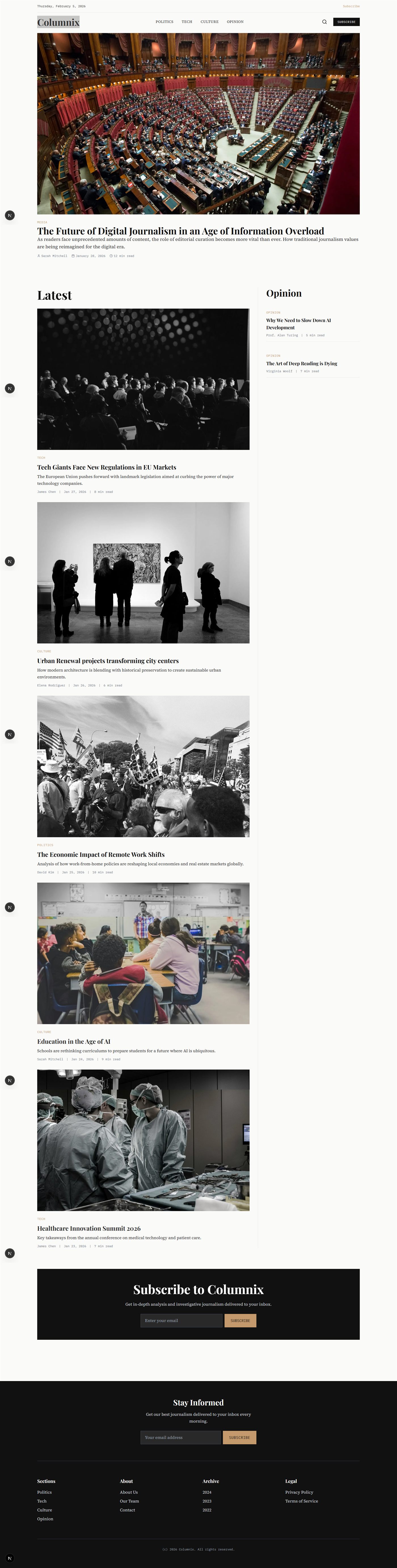 Screenshot der Website Columnix