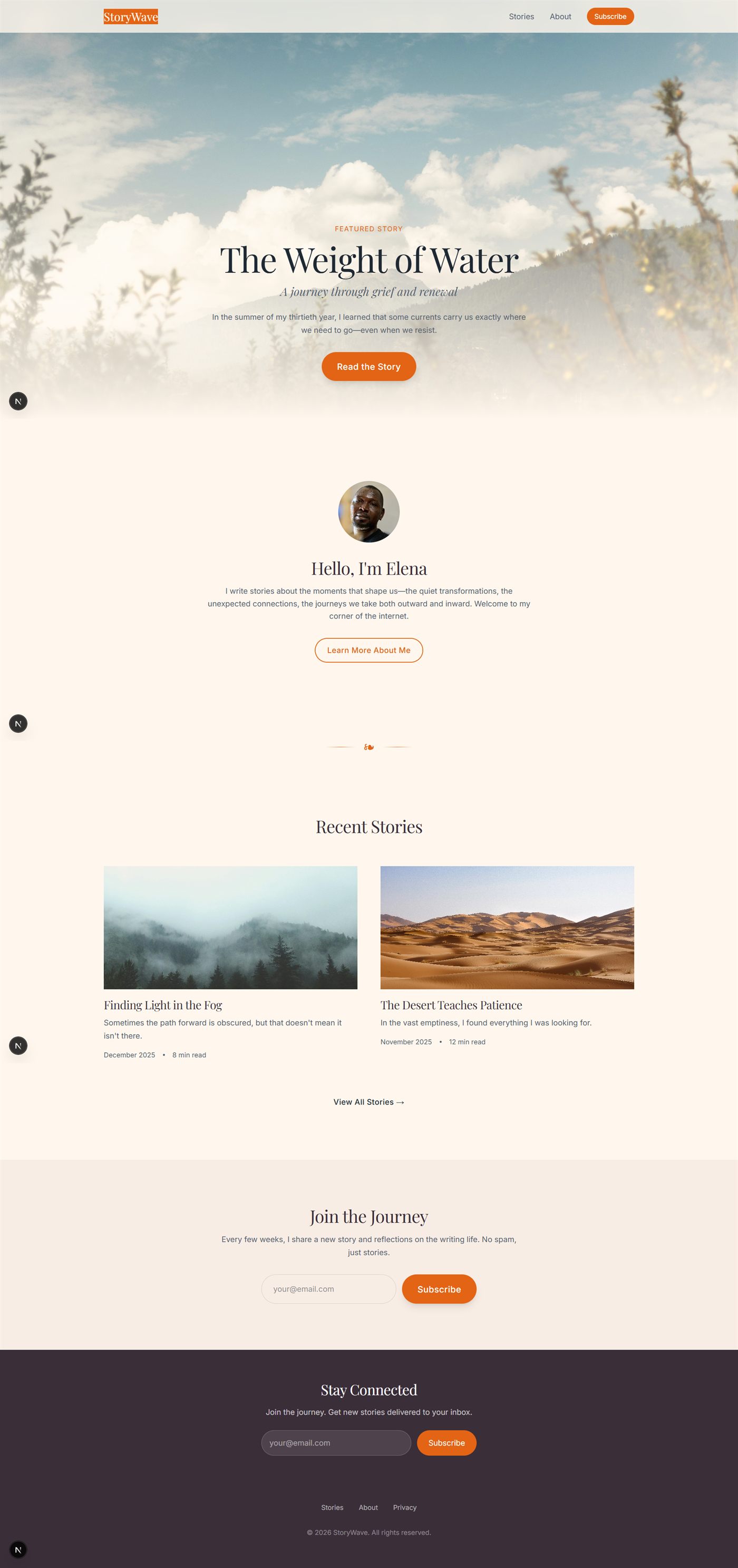 Screenshot der Website StoryWave