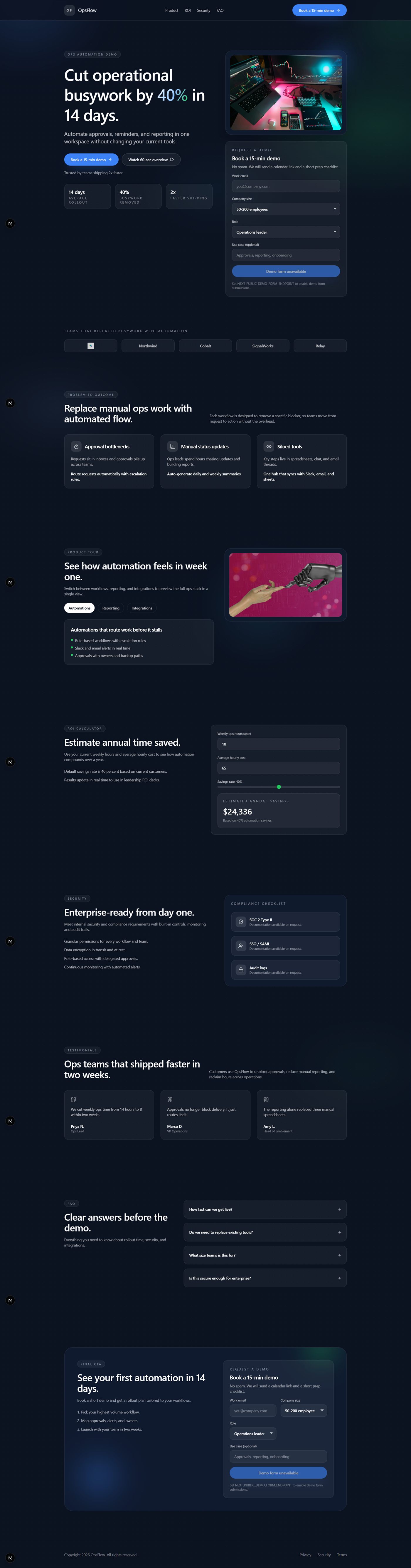 Screenshot der Website OpsFlow
