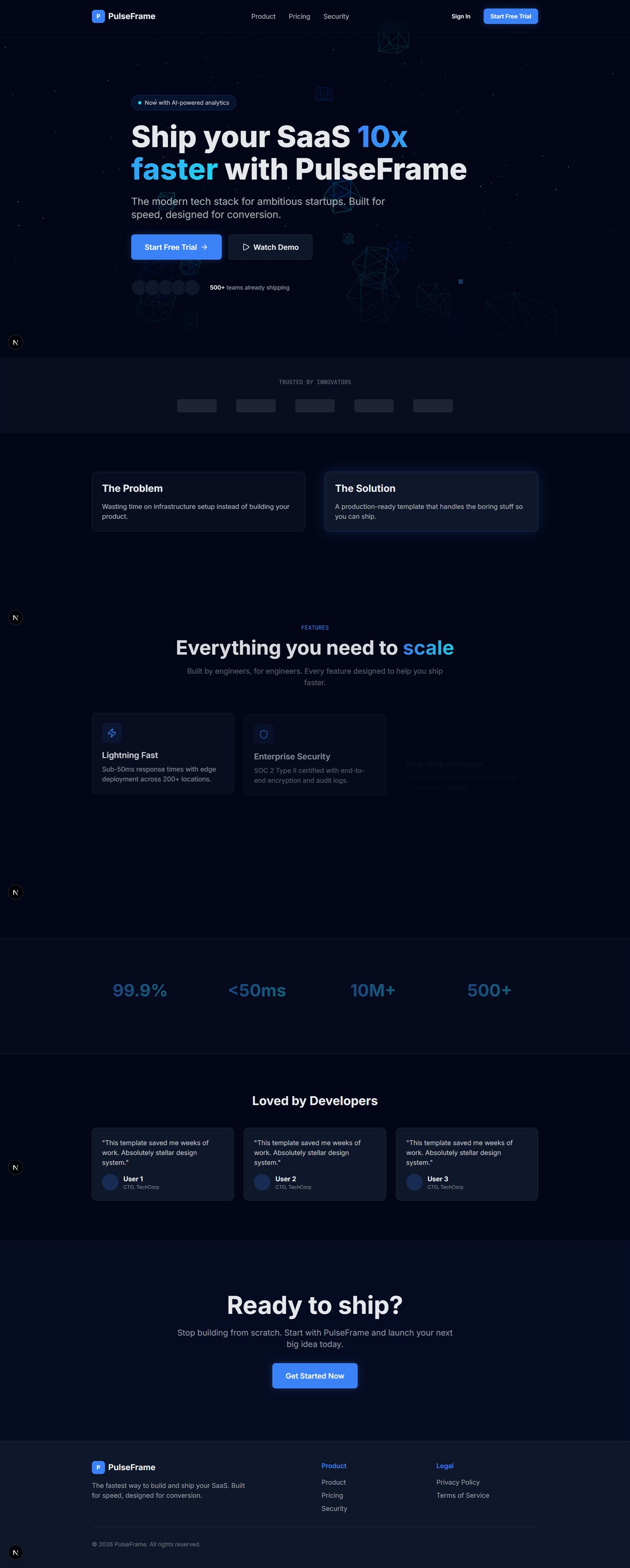 Screenshot der Website PulseFrame