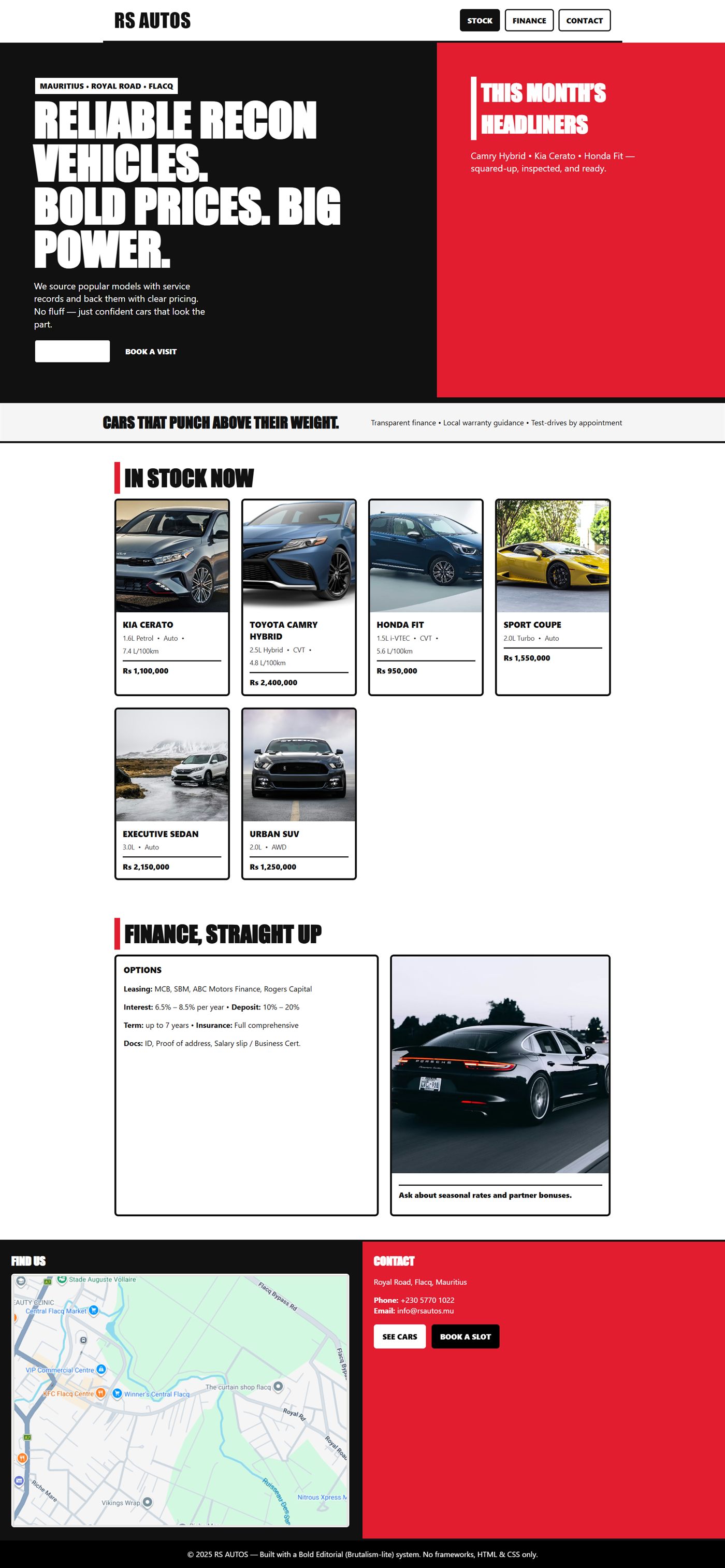 Screenshot der Website RS Auto