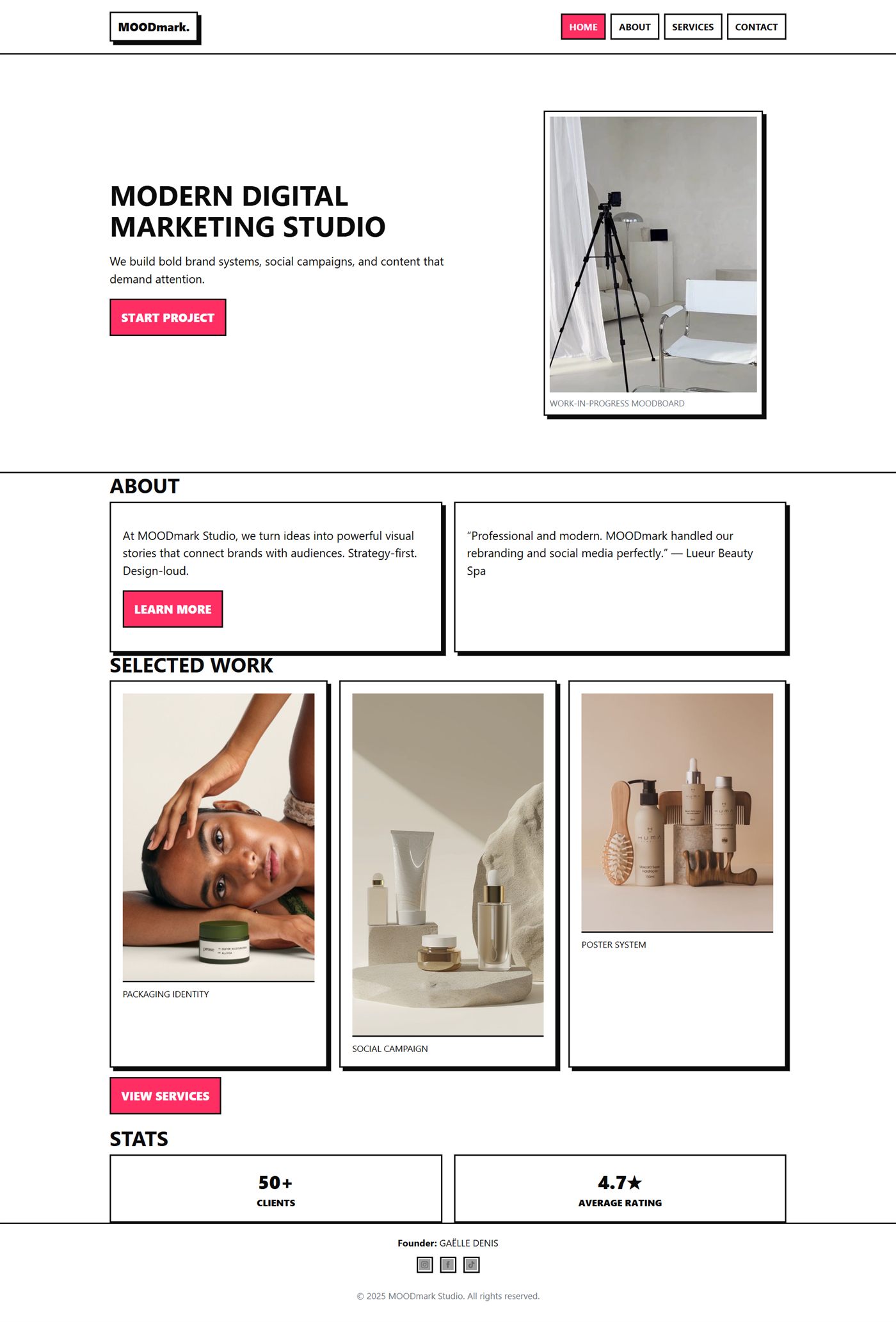 Screenshot der Website Mood Mark