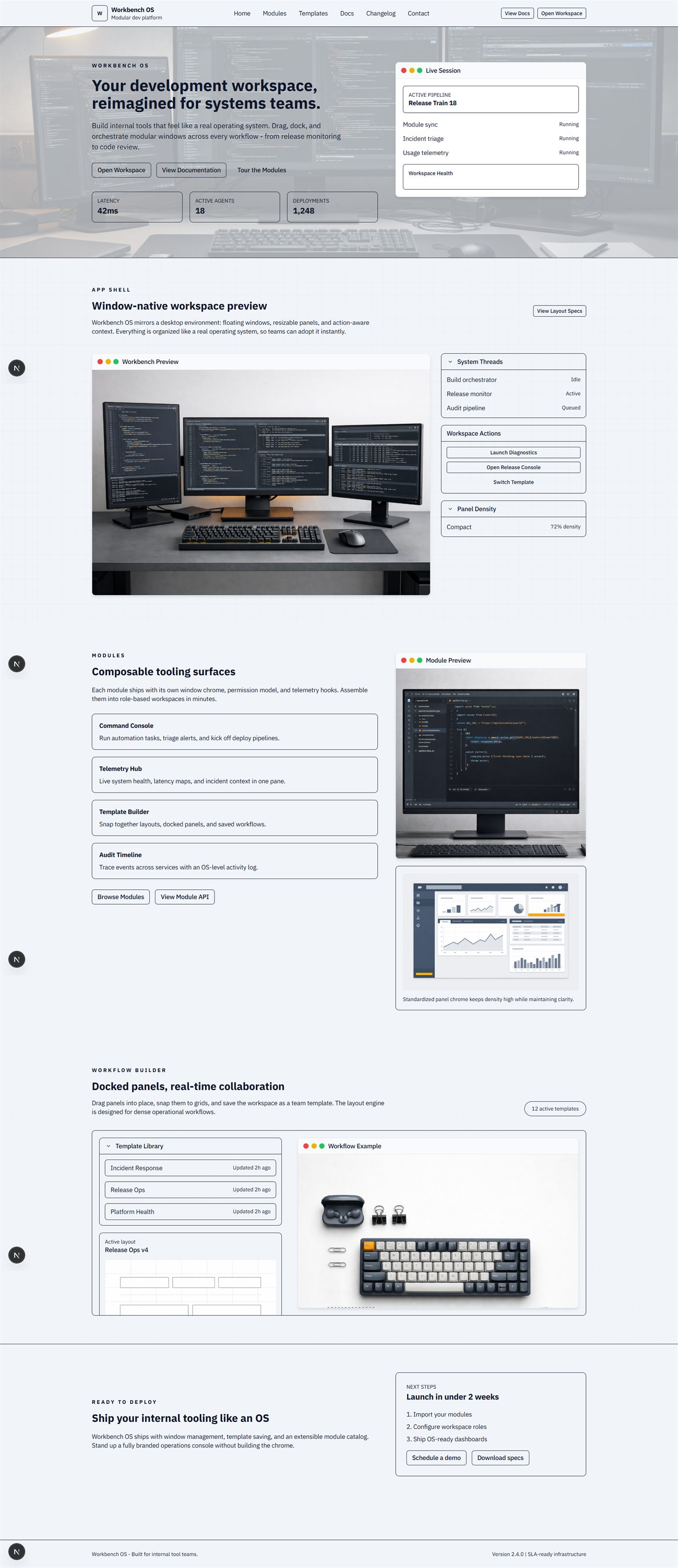 Screenshot der Website Workbench OS