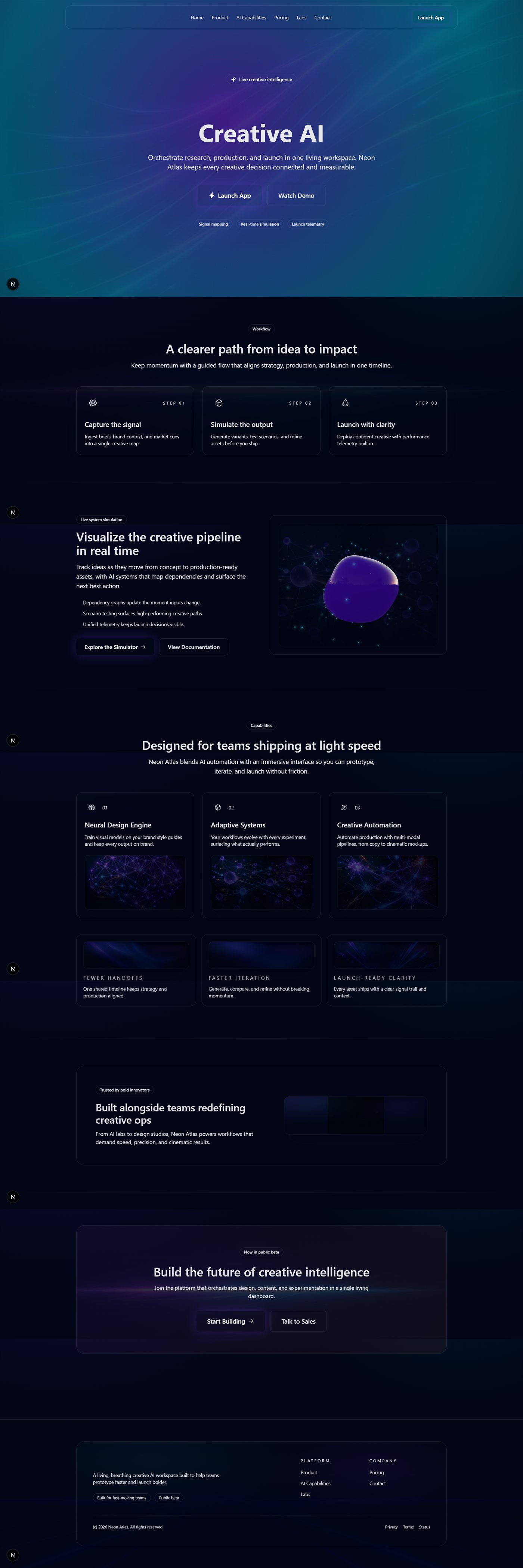 Screenshot der Website Neon Atlas